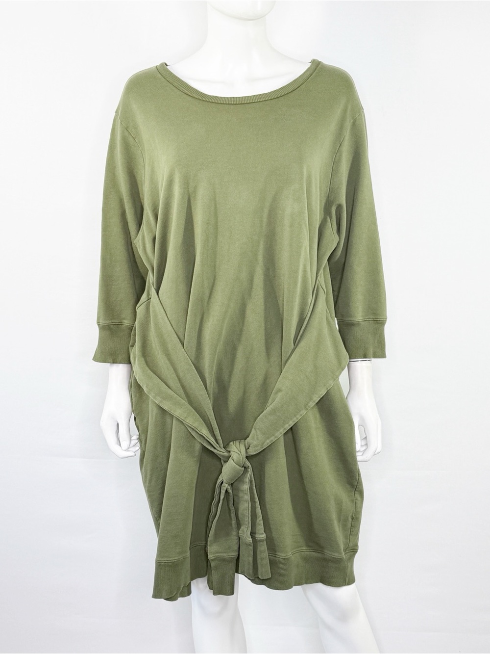 Universal Standard Green MISA Tie Waist Sweatshirt Dress Size M Casual Classic